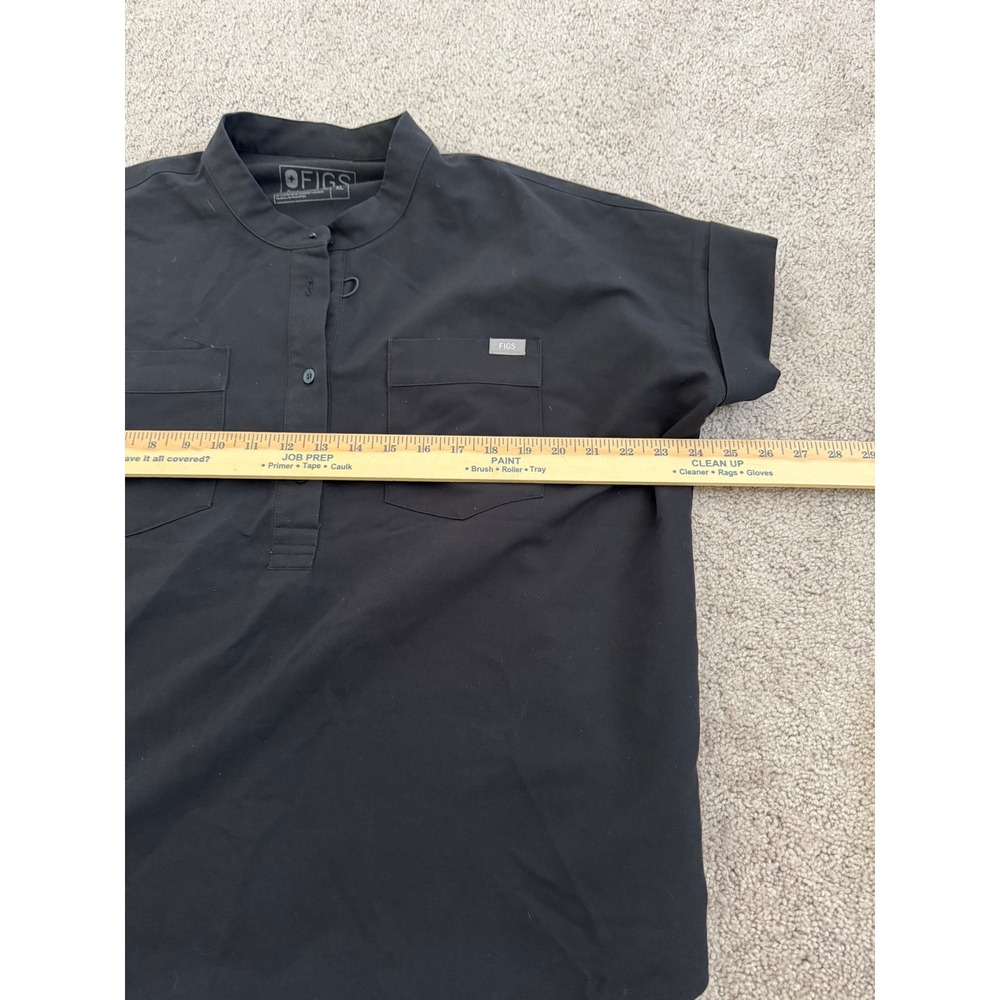 FIGS Technical Collection Black Scrub Top Womens XL W19SW1028 Mandarin Collar - Picture 7 of 7